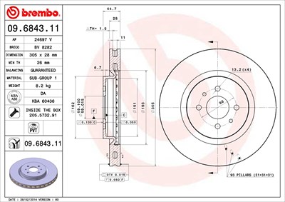 Brembo Bremsscheibe [Hersteller-Nr. 09.6843.11] für Fiat von BREMBO