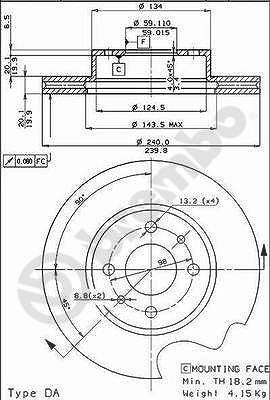 Brembo Bremsscheibe [Hersteller-Nr. 09.3023.20] für Fiat von BREMBO