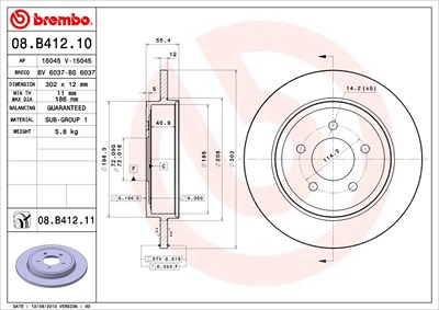 Brembo Bremsscheibe [Hersteller-Nr. 08.B412.11] für Ford, Mazda von BREMBO