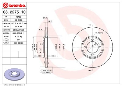 Brembo Bremsscheibe [Hersteller-Nr. 08.2275.10] für Ford von BREMBO