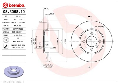 Brembo Bremsscheibe [Hersteller-Nr. 08.3068.10] für BMW von BREMBO