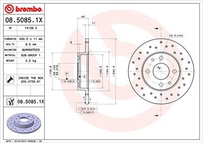 Brembo Bremsscheibe [Hersteller-Nr. 08.5085.1X] für Abarth, Alfa Romeo, Fiat, Ford, Lancia von BREMBO