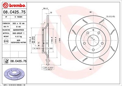 Brembo Bremsscheibe [Hersteller-Nr. 08.C425.75] für Mazda von BREMBO