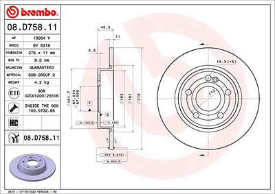 Brembo Bremsscheibe [Hersteller-Nr. 08.D758.11] für Mercedes-Benz von BREMBO