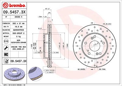 Brembo Bremsscheibe [Hersteller-Nr. 09.5457.3X] für Honda von BREMBO