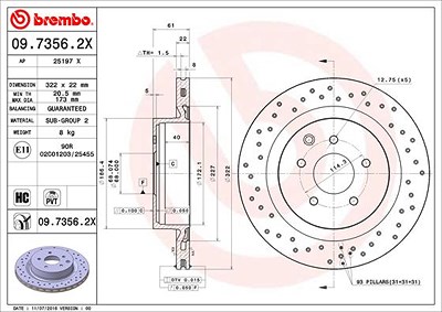 Brembo Bremsscheibe [Hersteller-Nr. 09.7356.2X] für Nissan von BREMBO