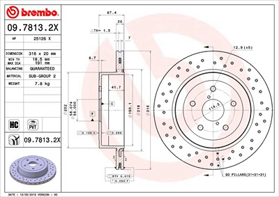 Brembo Bremsscheibe [Hersteller-Nr. 09.7813.2X] für Subaru von BREMBO