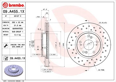 Brembo Bremsscheibe [Hersteller-Nr. 09.A455.1X] für Honda von BREMBO