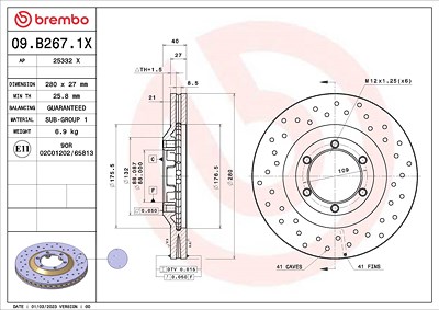 Brembo Bremsscheibe [Hersteller-Nr. 09.B267.1X] für Isuzu von BREMBO