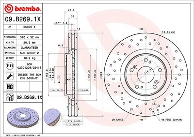 Brembo 1x Bremsscheibe [Hersteller-Nr. 09.B269.1X] für Honda von BREMBO