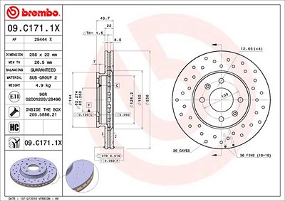 Brembo Bremsscheibe [Hersteller-Nr. 09.C171.1X] für Hyundai, Kia von BREMBO