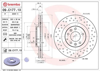 Brembo Bremsscheibe [Hersteller-Nr. 09.C177.1X] für Ford Usa, Mazda von BREMBO