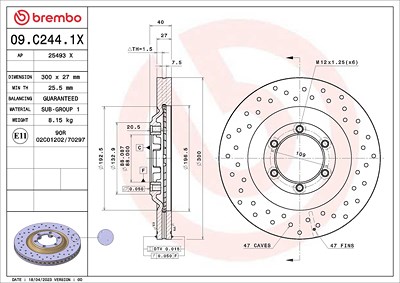 Brembo Bremsscheibe [Hersteller-Nr. 09.C244.1X] für Isuzu von BREMBO