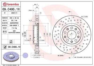 Brembo Bremsscheibe [Hersteller-Nr. 09.C495.1X] für Alfa Romeo von BREMBO