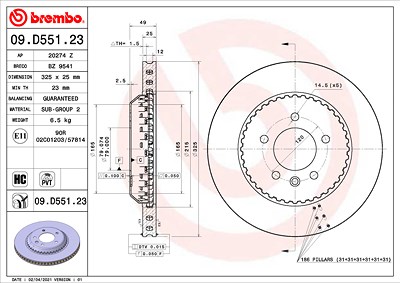 Brembo Bremsscheibe [Hersteller-Nr. 09.D551.23] für Land Rover von BREMBO