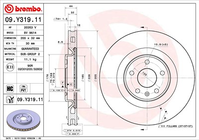 Brembo Bremsscheibe [Hersteller-Nr. 09.Y319.11] für Nio von BREMBO