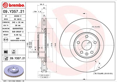 Brembo Bremsscheibe [Hersteller-Nr. 09.Y357.21] für Xpeng von BREMBO