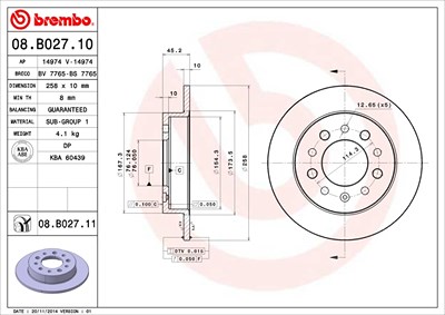 Brembo Bremsscheibe [Hersteller-Nr. 08.B027.11] für Hyundai von BREMBO