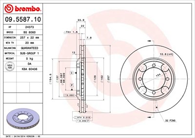 Brembo Bremsscheibe [Hersteller-Nr. 09.5587.10] für Hyundai von BREMBO