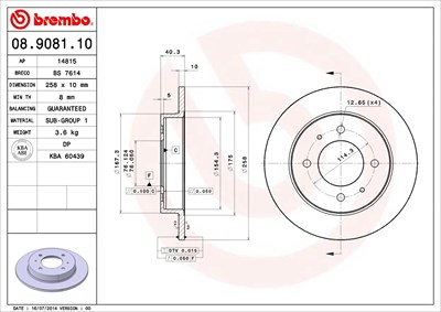 Brembo Bremsscheibe [Hersteller-Nr. 08.9081.10] für Hyundai von BREMBO