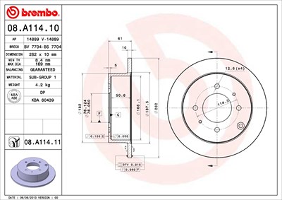 Brembo Bremsscheibe [Hersteller-Nr. 08.A114.11] für Hyundai, Kia von BREMBO