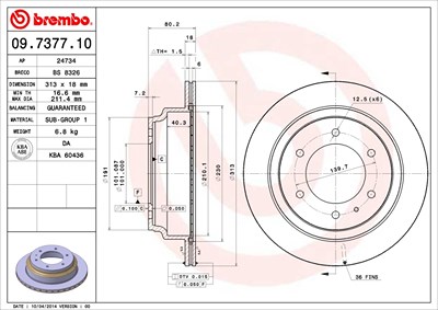 Brembo Bremsscheibe [Hersteller-Nr. 09.7377.10] für Isuzu, Opel von BREMBO