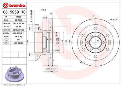 Brembo 1x Bremsscheibe [Hersteller-Nr. 08.5959.10] für Iveco von BREMBO