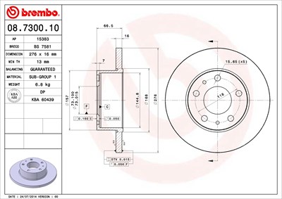 Brembo 1x Bremsscheibe [Hersteller-Nr. 08.7300.10] für Iveco von BREMBO