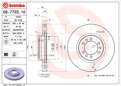 Brembo Bremsscheibe [Hersteller-Nr. 09.7723.10] für Iveco von BREMBO