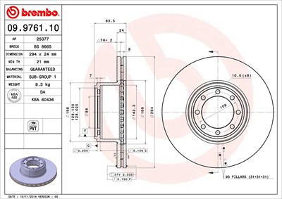 Brembo Bremsscheibe [Hersteller-Nr. 09.9761.10] für Iveco von BREMBO