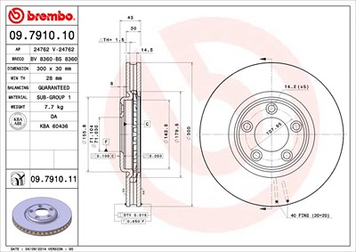 Brembo Bremsscheibe [Hersteller-Nr. 09.7910.11] für Jaguar von BREMBO