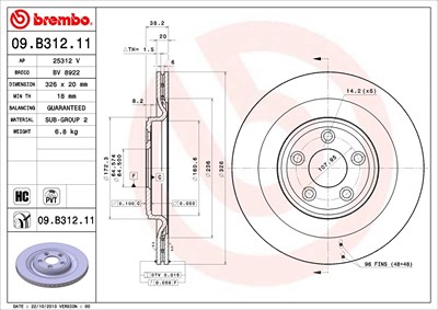 Brembo Bremsscheibe [Hersteller-Nr. 09.B312.11] für Jaguar von BREMBO