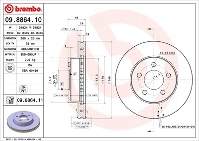 Brembo Bremsscheibe [Hersteller-Nr. 09.8864.11] für Jeep von BREMBO