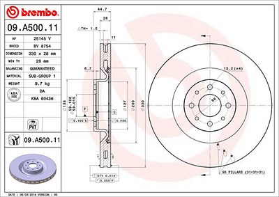 Brembo Bremsscheibe [Hersteller-Nr. 09.A500.11] für Lancia von BREMBO