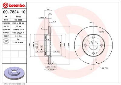 Brembo Bremsscheibe [Hersteller-Nr. 09.7824.10] für Mazda von BREMBO