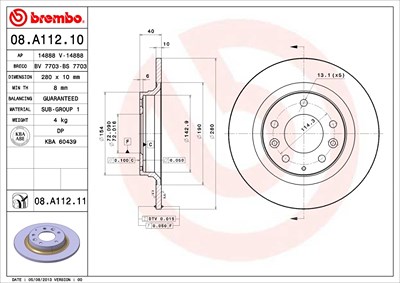 Brembo Bremsscheibe [Hersteller-Nr. 08.A112.11] für Mazda von BREMBO