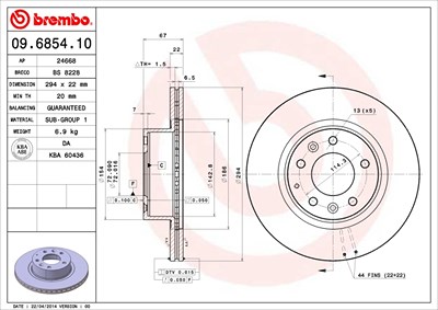 Brembo Bremsscheibe [Hersteller-Nr. 09.6854.10] für Mazda von BREMBO