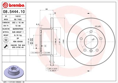 Brembo Bremsscheibe [Hersteller-Nr. 08.5444.10] für Mercedes-Benz von BREMBO