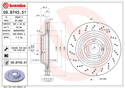 Brembo Bremsscheibe [Hersteller-Nr. 09.B743.51] für Mercedes-Benz von BREMBO