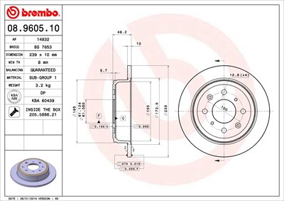 Brembo Bremsscheibe [Hersteller-Nr. 08.9605.10] für Mg, Rover von BREMBO