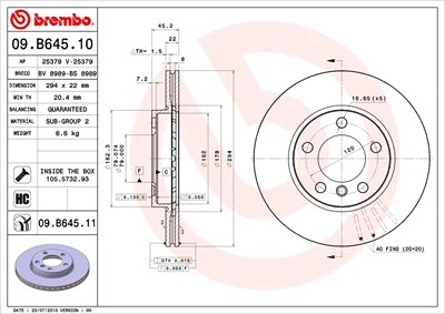 Brembo Bremsscheibe [Hersteller-Nr. 09.B645.11] für Mini von BREMBO