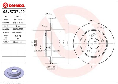 Brembo Bremsscheibe [Hersteller-Nr. 08.5737.20] für Nissan von BREMBO