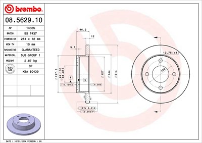 Brembo Bremsscheibe [Hersteller-Nr. 08.5629.10] für Nissan von BREMBO