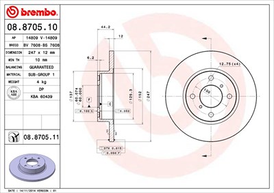 Brembo Bremsscheibe [Hersteller-Nr. 08.8705.11] für Opel, Suzuki von BREMBO