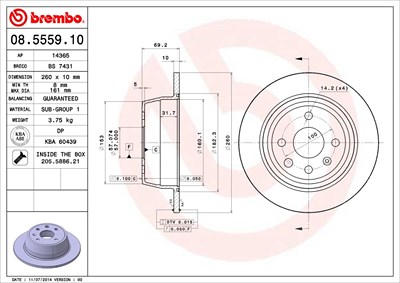 Brembo Bremsscheibe [Hersteller-Nr. 08.5559.10] für Opel von BREMBO