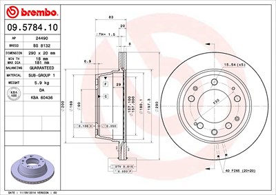 Brembo Bremsscheibe [Hersteller-Nr. 09.5784.10] für Porsche von BREMBO
