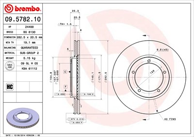 Brembo Bremsscheibe [Hersteller-Nr. 09.5782.10] für Porsche von BREMBO