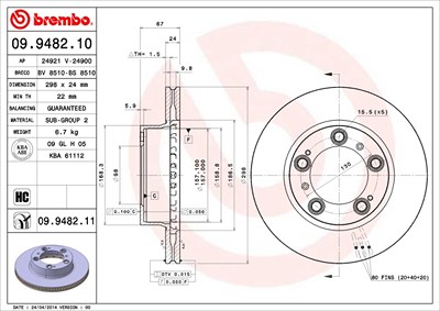 Brembo Bremsscheibe [Hersteller-Nr. 09.9482.11] für Porsche von BREMBO