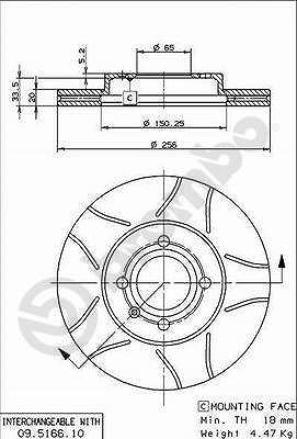 Brembo Bremsscheibe [Hersteller-Nr. 09.5166.75] für Seat, VW von BREMBO