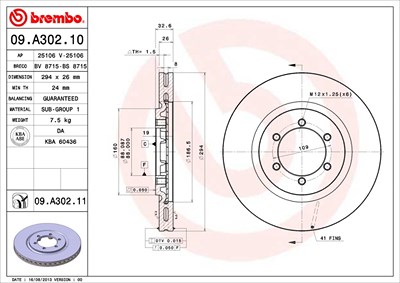 Brembo Bremsscheibe [Hersteller-Nr. 09.A302.11] für Ssangyong von BREMBO